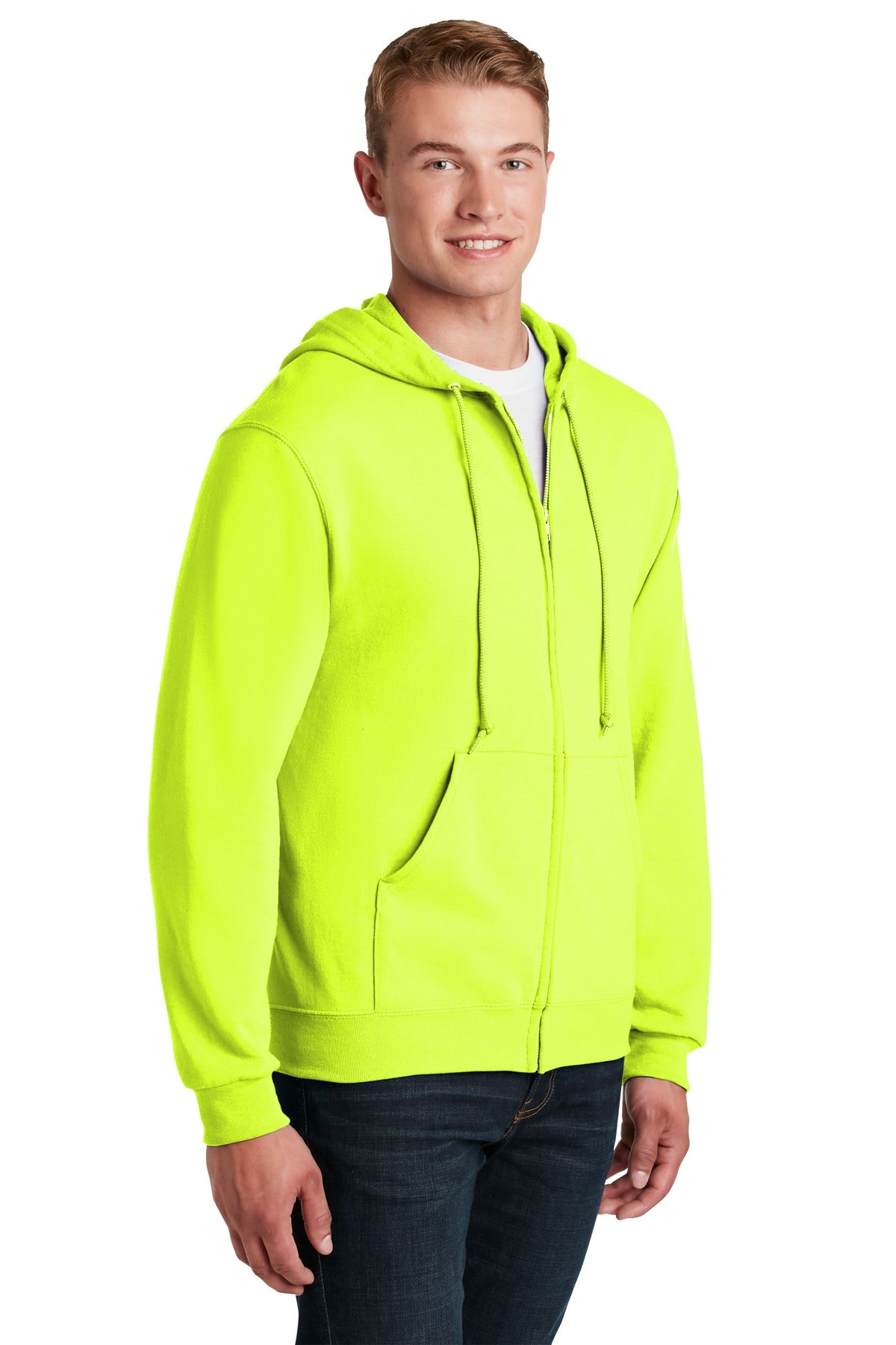 Safety Green Jerzees - NuBlend Full-Zip Hooded Sweatshirt. 993M plain