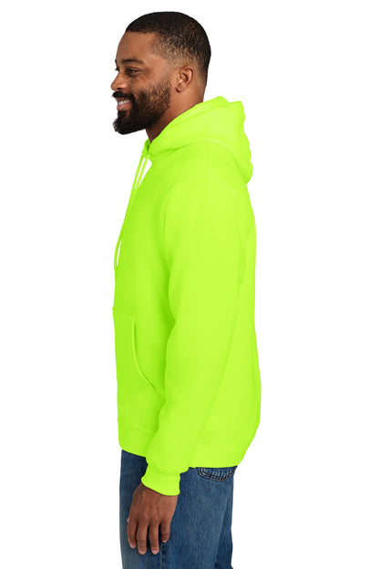 Safety Green Port & Co Tall Essential Fleece Pullover Hooded Sweatshirt. PC90HT plain