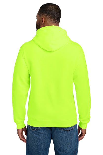 Safety Green Port & Co Tall Essential Fleece Pullover Hooded Sweatshirt. PC90HT plain