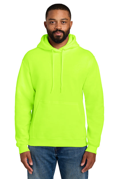 Safety Green Port & Co Tall Essential Fleece Pullover Hooded Sweatshirt. PC90HT plain