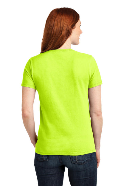 Safety Green Port & Co Women's Core Blend Tee. LPC55 plain