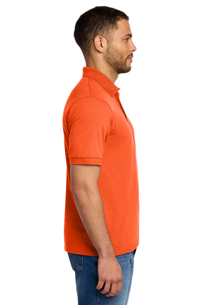Safety Orange Port & Co Core Blend Jersey Knit Polo. KP55 plain