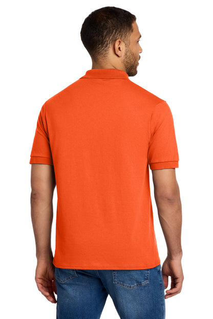 Safety Orange Port & Co Core Blend Jersey Knit Polo. KP55 plain