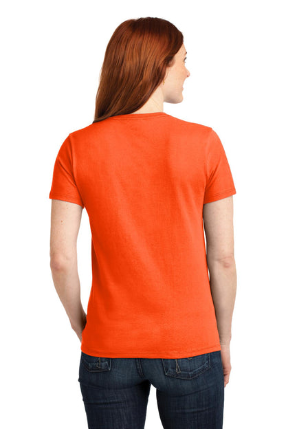 Safety Orange Port & Co Women's Core Blend Tee. LPC55 plain