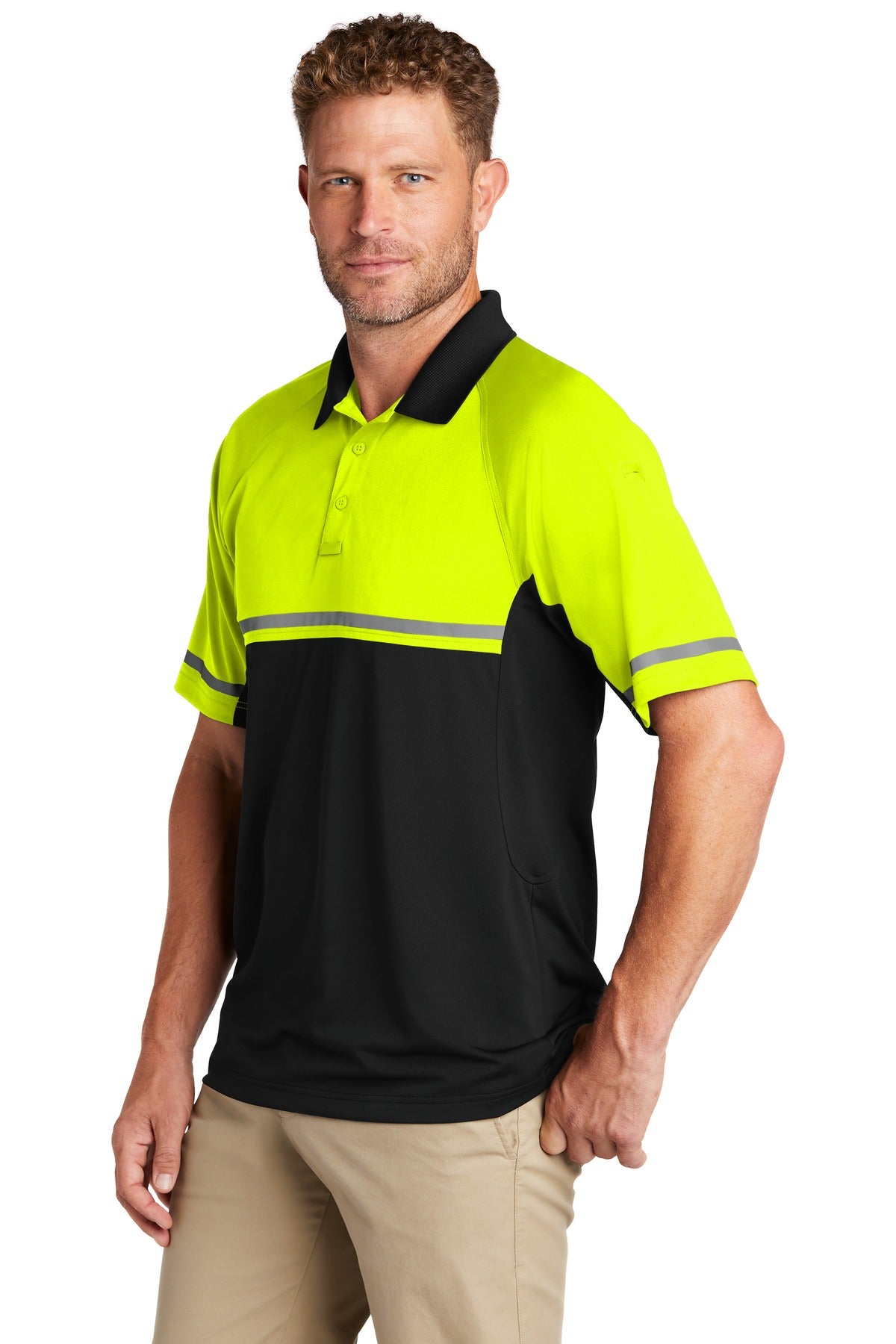 Safety Ylw/Blk CornerStone Select Lightweight Snag-Proof Enhanced Visibility Polo CS423 plain