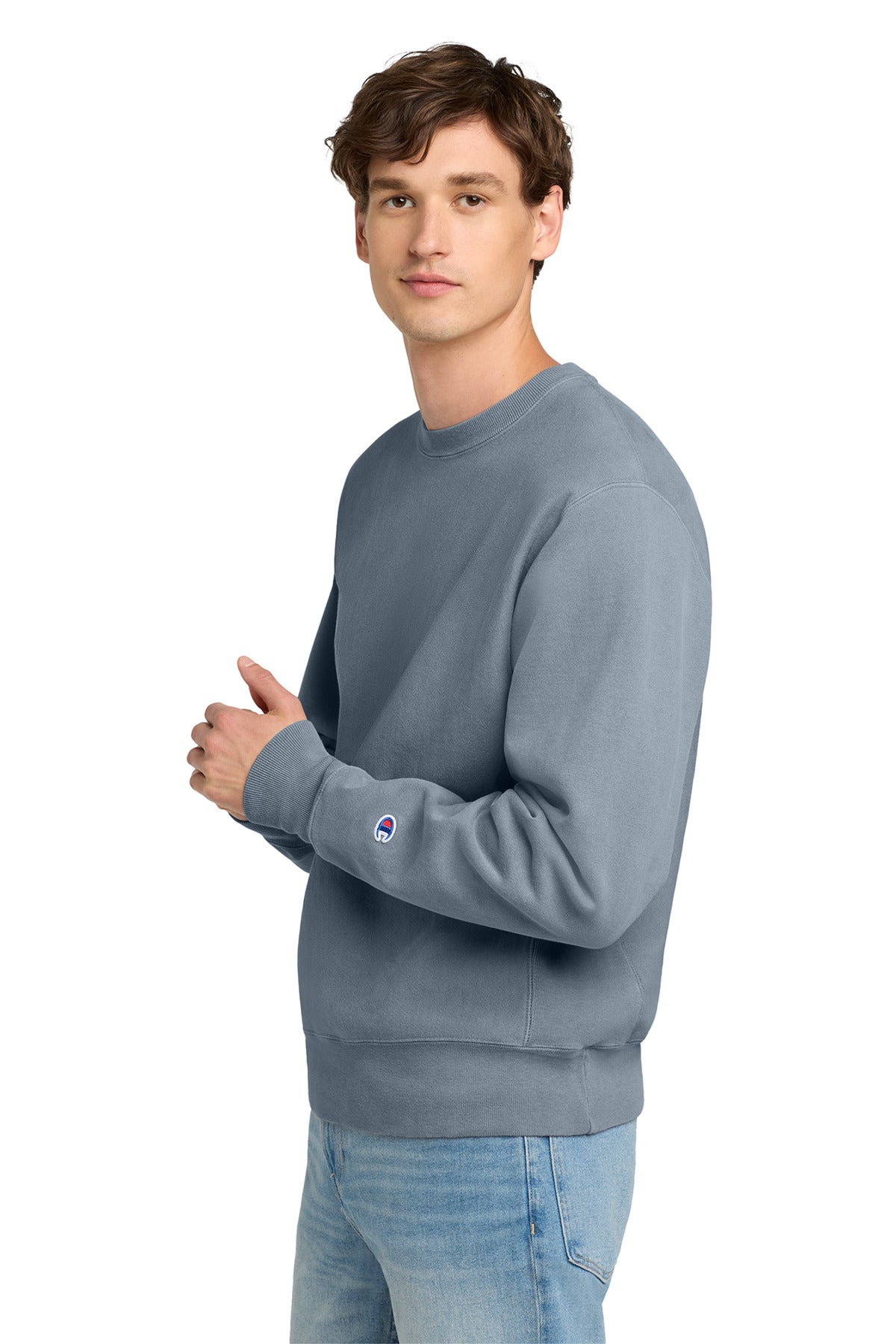 Saltwater Champion Reverse Weave Garment-Dyed Crewneck Sweatshirt. GDS149 plain