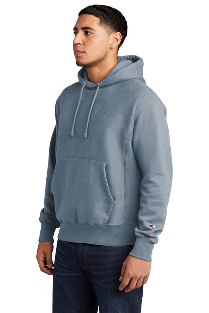 Saltwater Champion Reverse Weave Garment-Dyed Hooded Sweatshirt. GDS101 plain