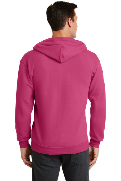 Sangria Port & Co Core Fleece Full-Zip Hooded Sweatshirt. PC78ZH plain