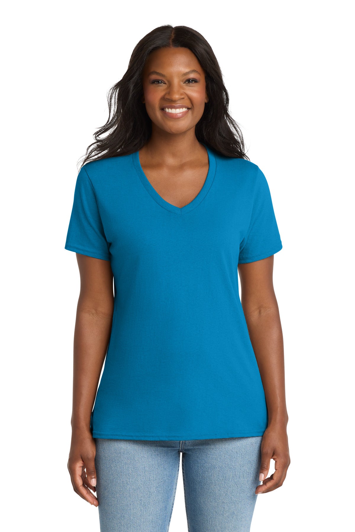 Sapphire Port & Co Women's Core Cotton V-Neck Tee. LPC54V plain