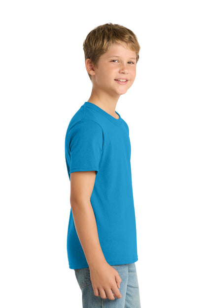 Sapphire Port & Co Youth Core Blend Tee. PC55Y plain