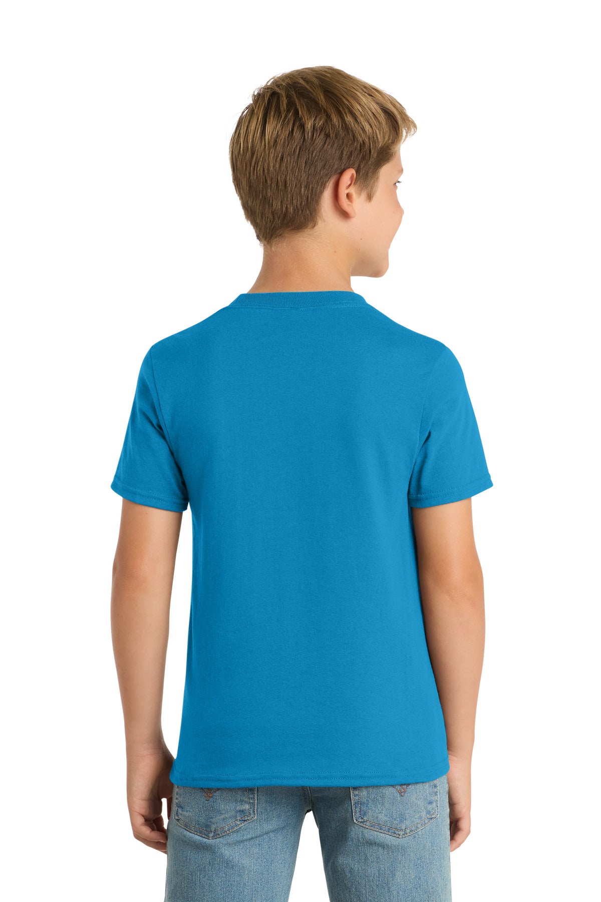 Sapphire Port & Co Youth Core Blend Tee. PC55Y plain