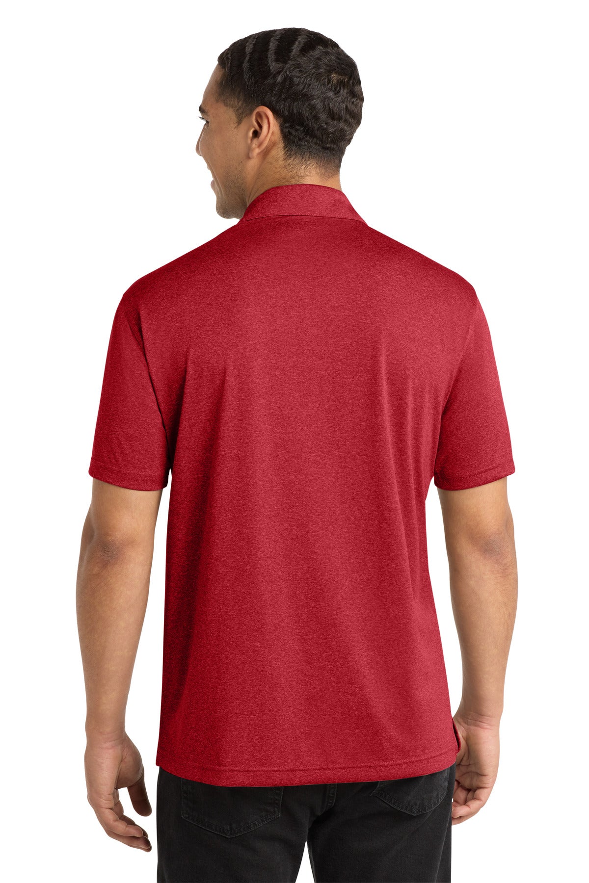 Scarlet Hthr Sport-Tek Heather Contender Polo. ST660 plain