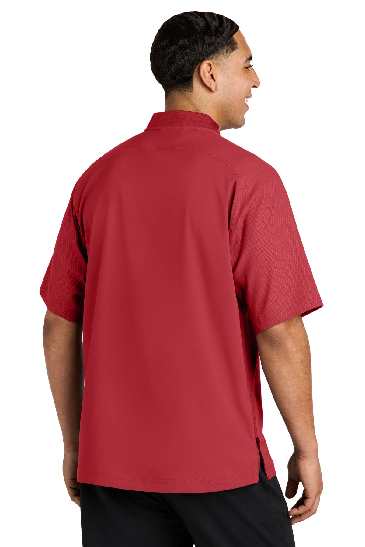 Scarlet New Era Cage Short Sleeve 1/4-Zip Jacket. NEA600 plain