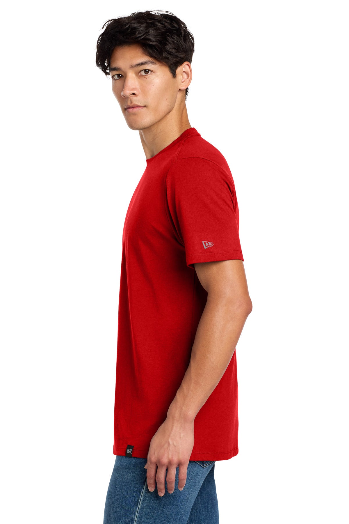 Scarlet New Era Heritage Blend Crew Tee. NEA100 plain