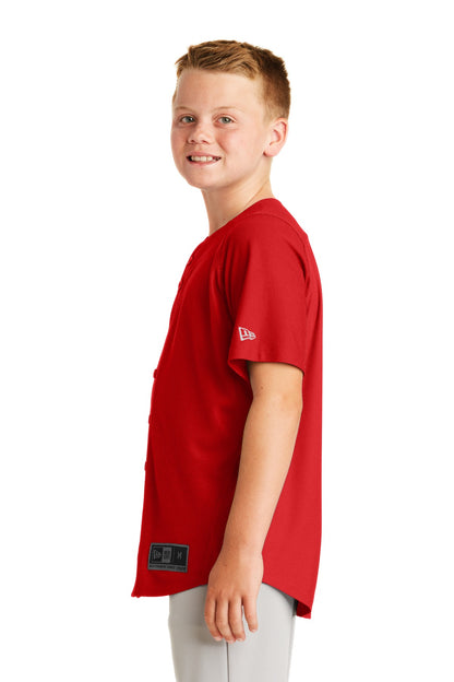 Scarlet New Era Youth Diamond Era Full-Button Jersey. YNEA220 plain
