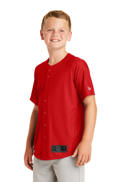 Scarlet New Era Youth Diamond Era Full-Button Jersey. YNEA220 plain