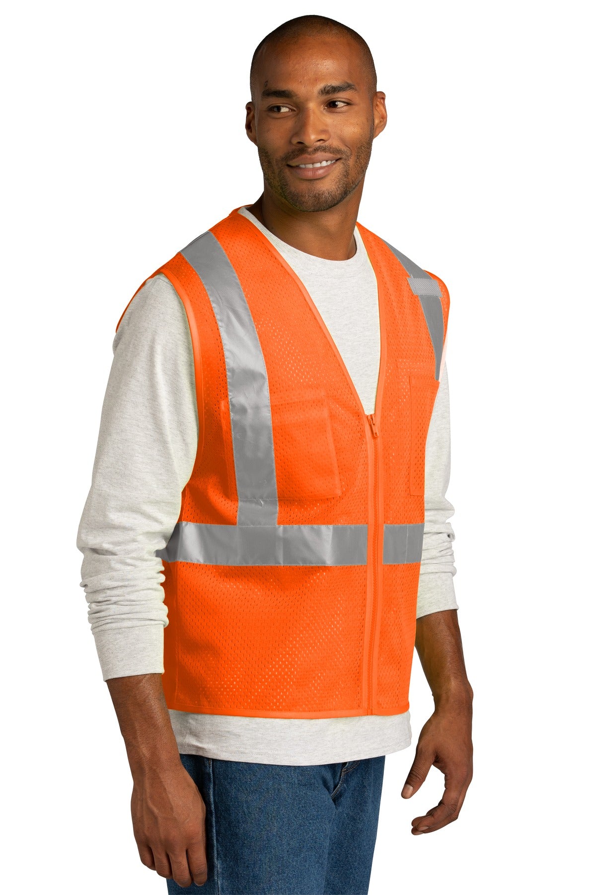 SftyOrg CornerStone ANSI 107 Class 2 Mesh Zippered Vest. CSV102 plain