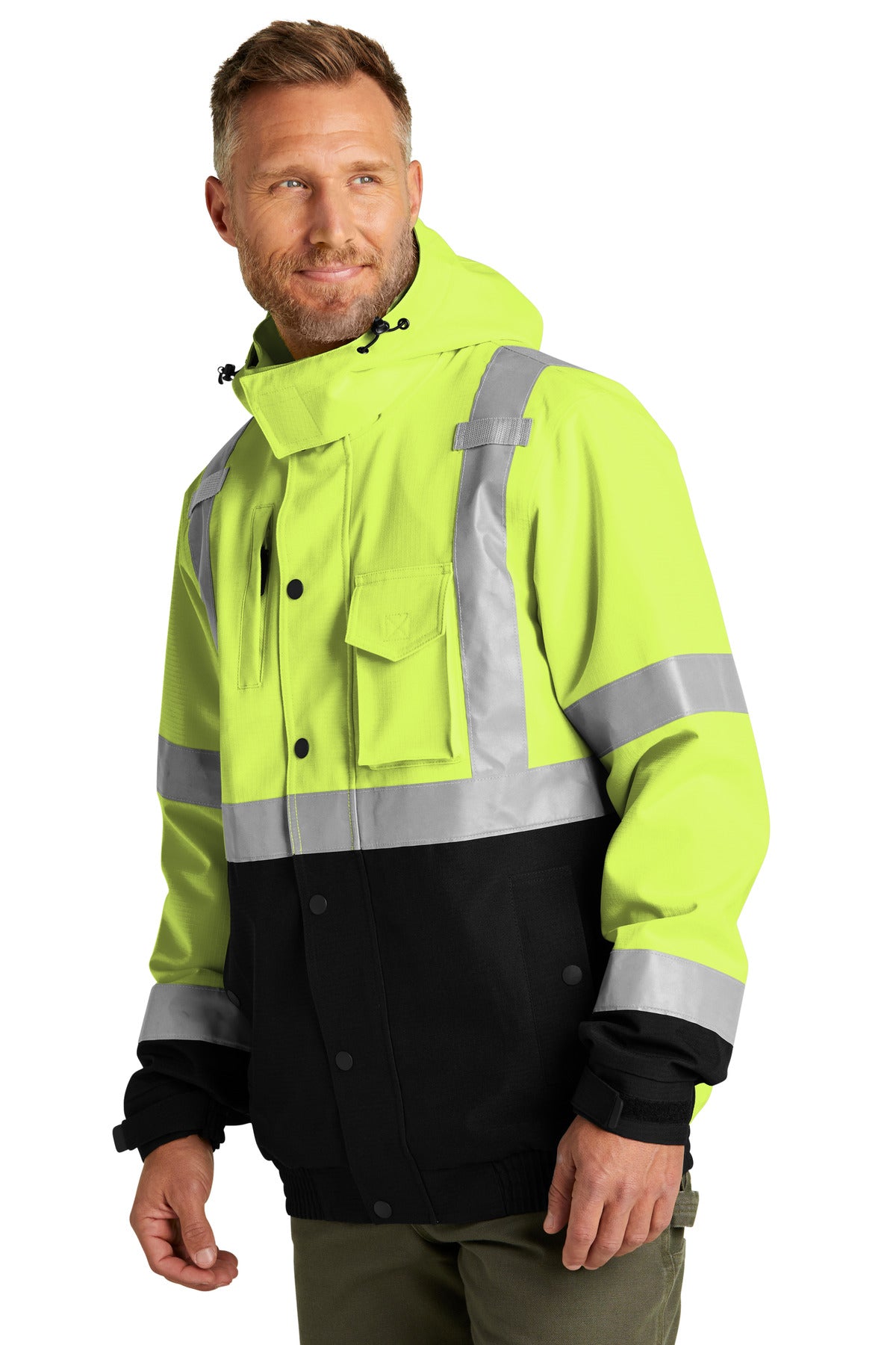 SftyYellow CornerStone ANSI 107 Class 3 Waterproof Insulated Ripstop Bomber Jacket CSJ501 plain