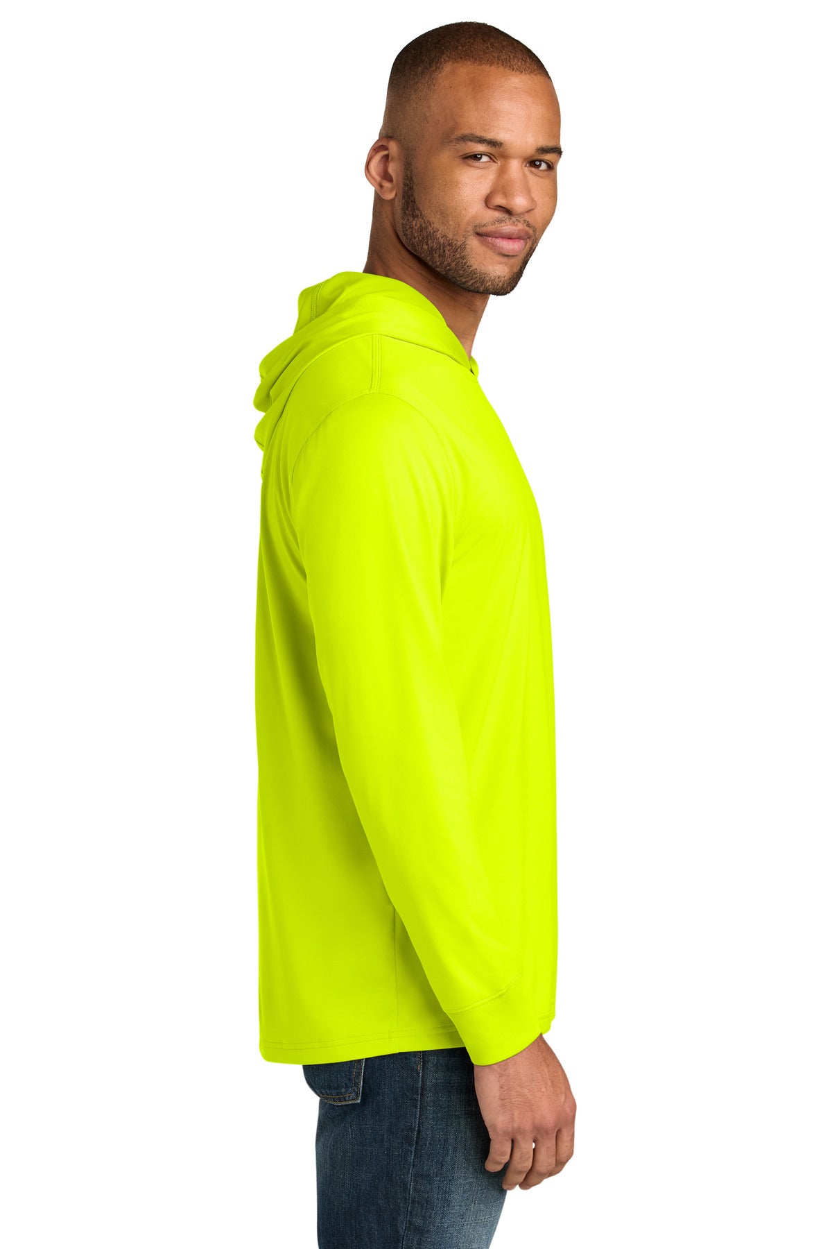 SftyYellow CornerStone Workwear Pro Long Sleeve Hooded Tee CS440LSH plain