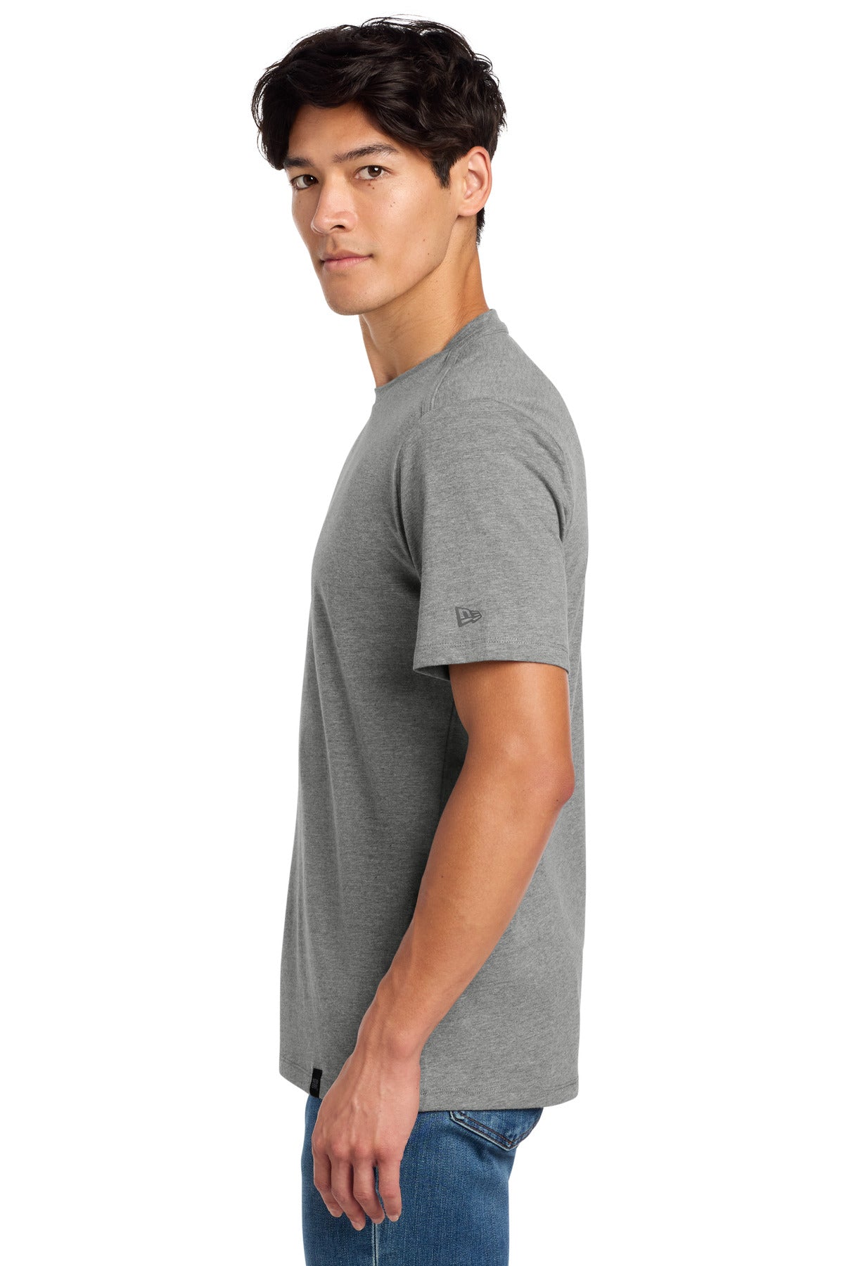 Shadow Grey He New Era Heritage Blend Crew Tee. NEA100 plain
