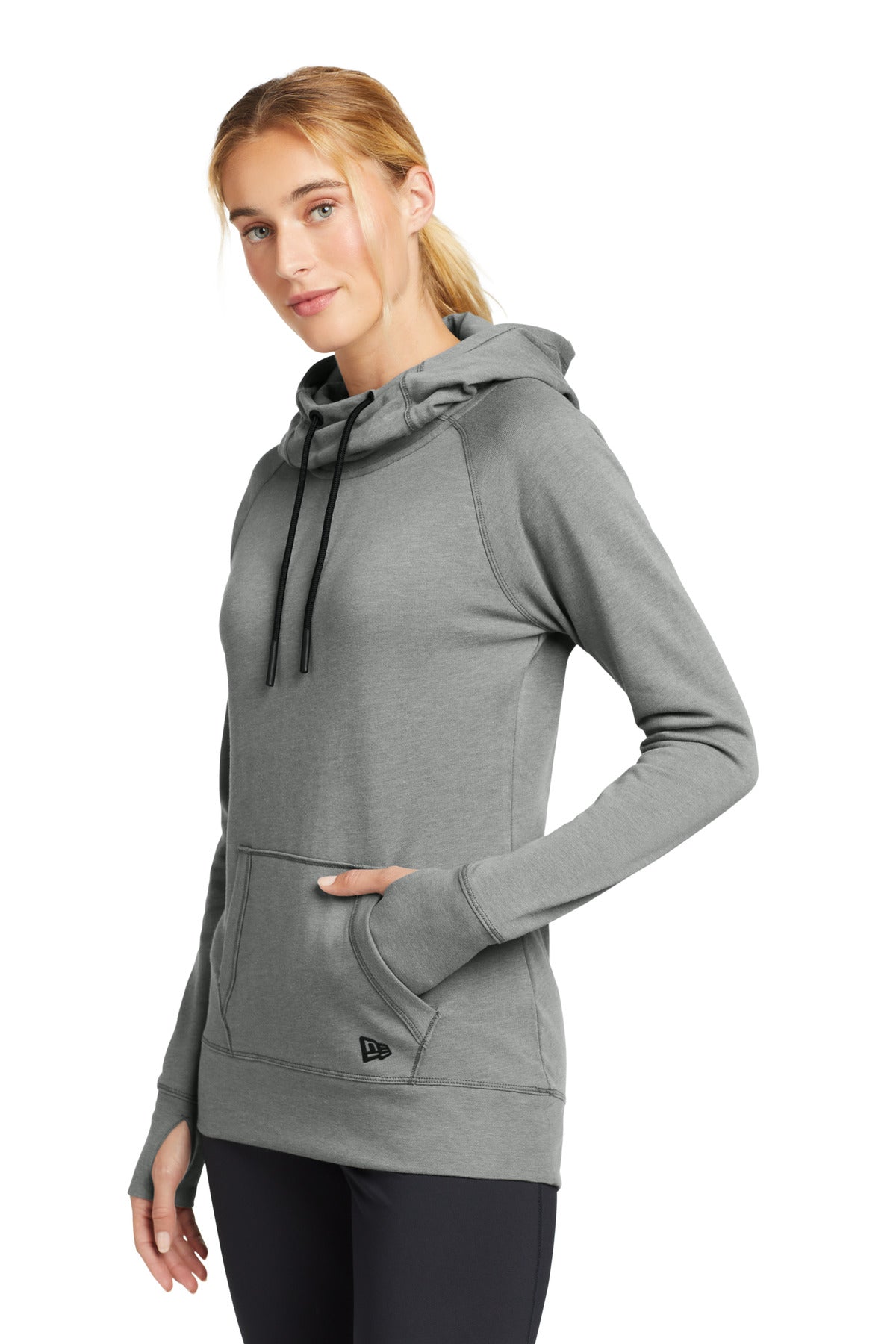 Shadow Grey He New Era Women's Tri-Blend Fleece Pullover Hoodie. LNEA510 plain