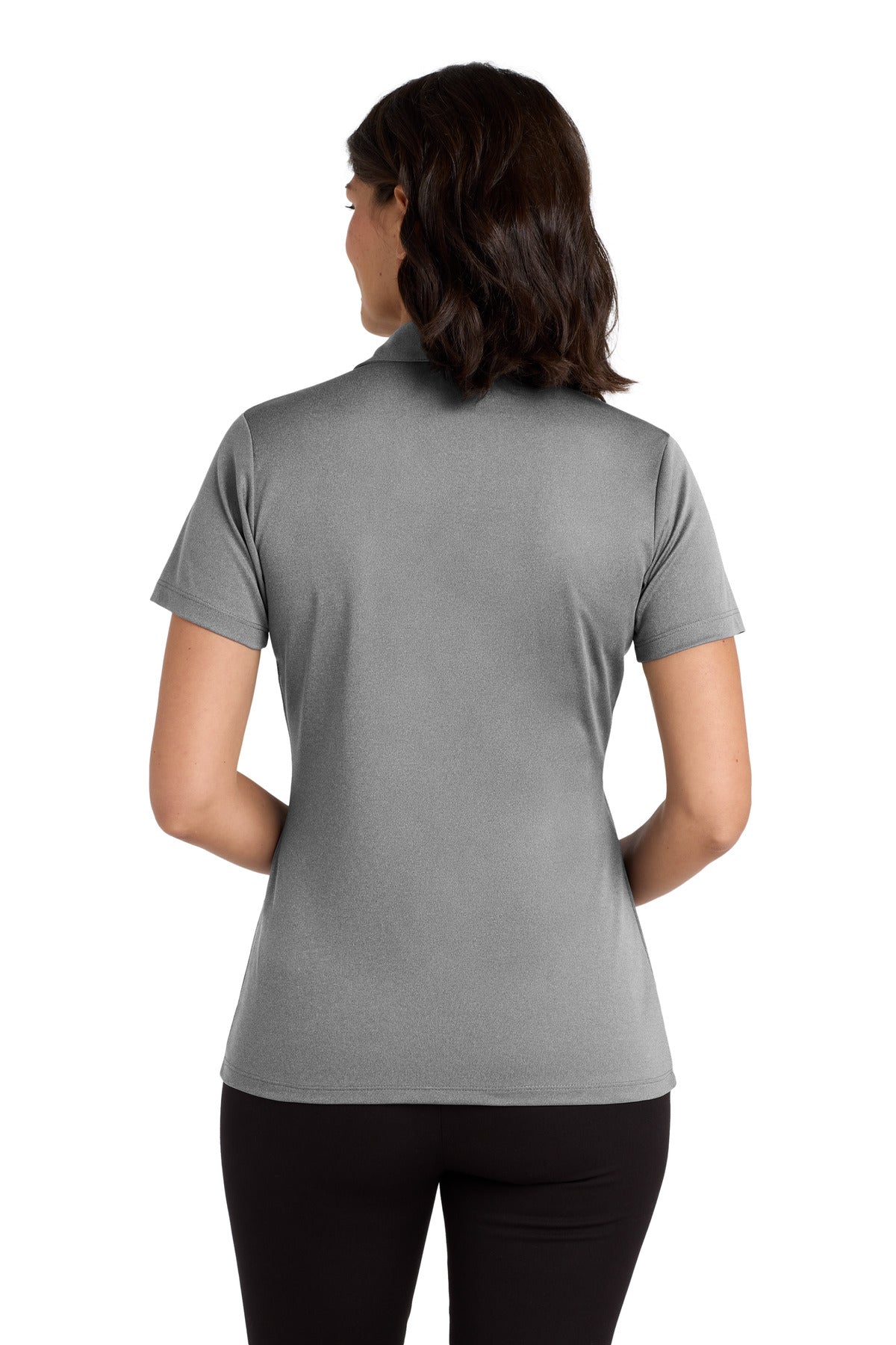 Shadow Grey He Port Authority Women's Heathered Silk Touch Performance Polo. LK542 plain