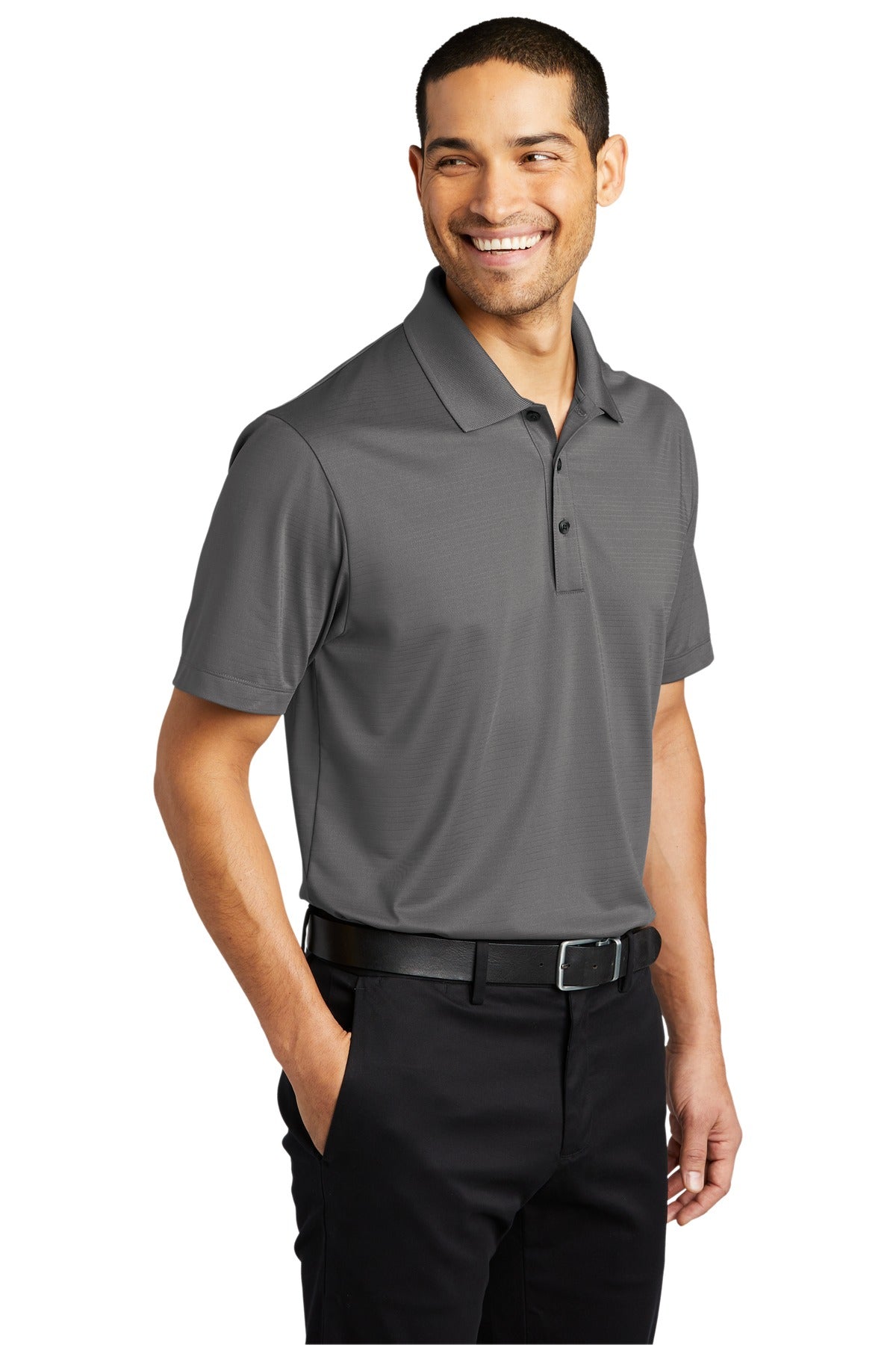 Shadow Grey Port Authority Eclipse Stretch Polo. K587 plain