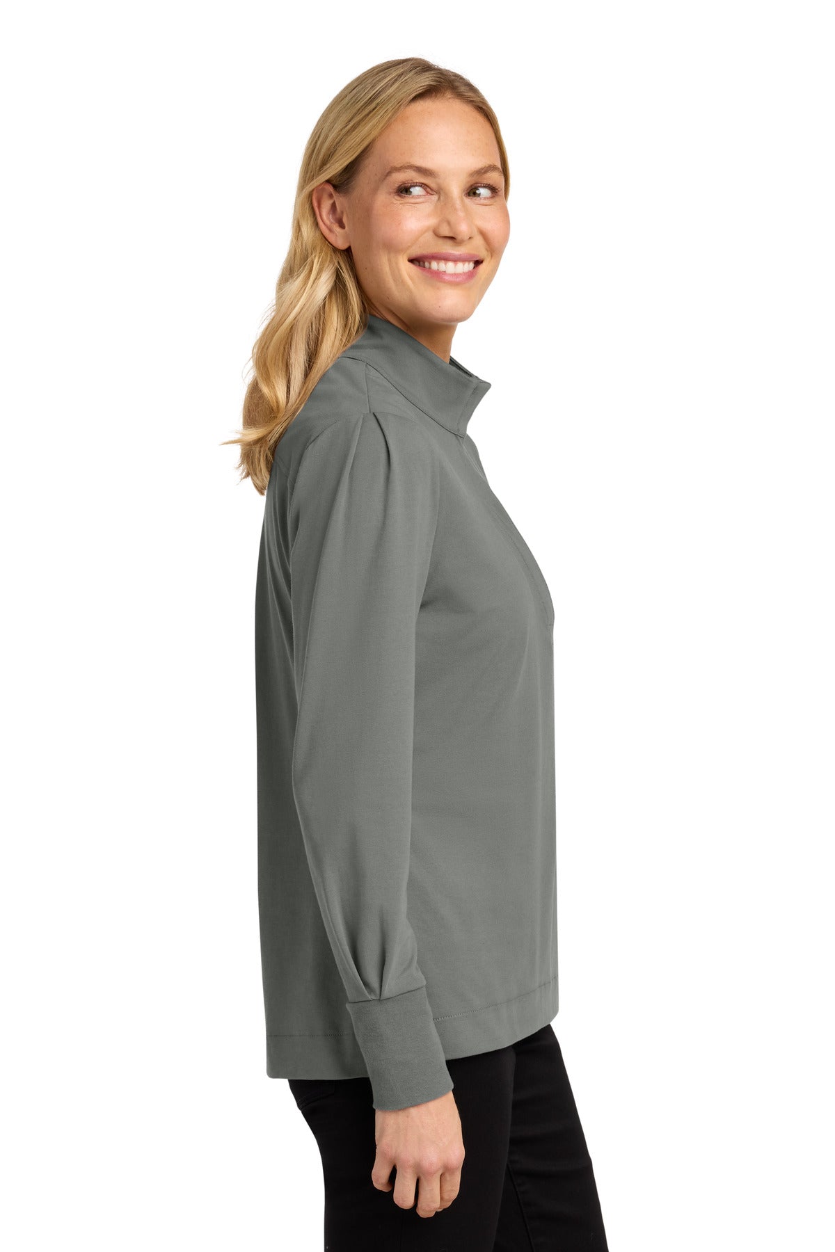 ShadowGrey Port Authority Women's Fairway Stretch 1/4-Zip LK829 plain