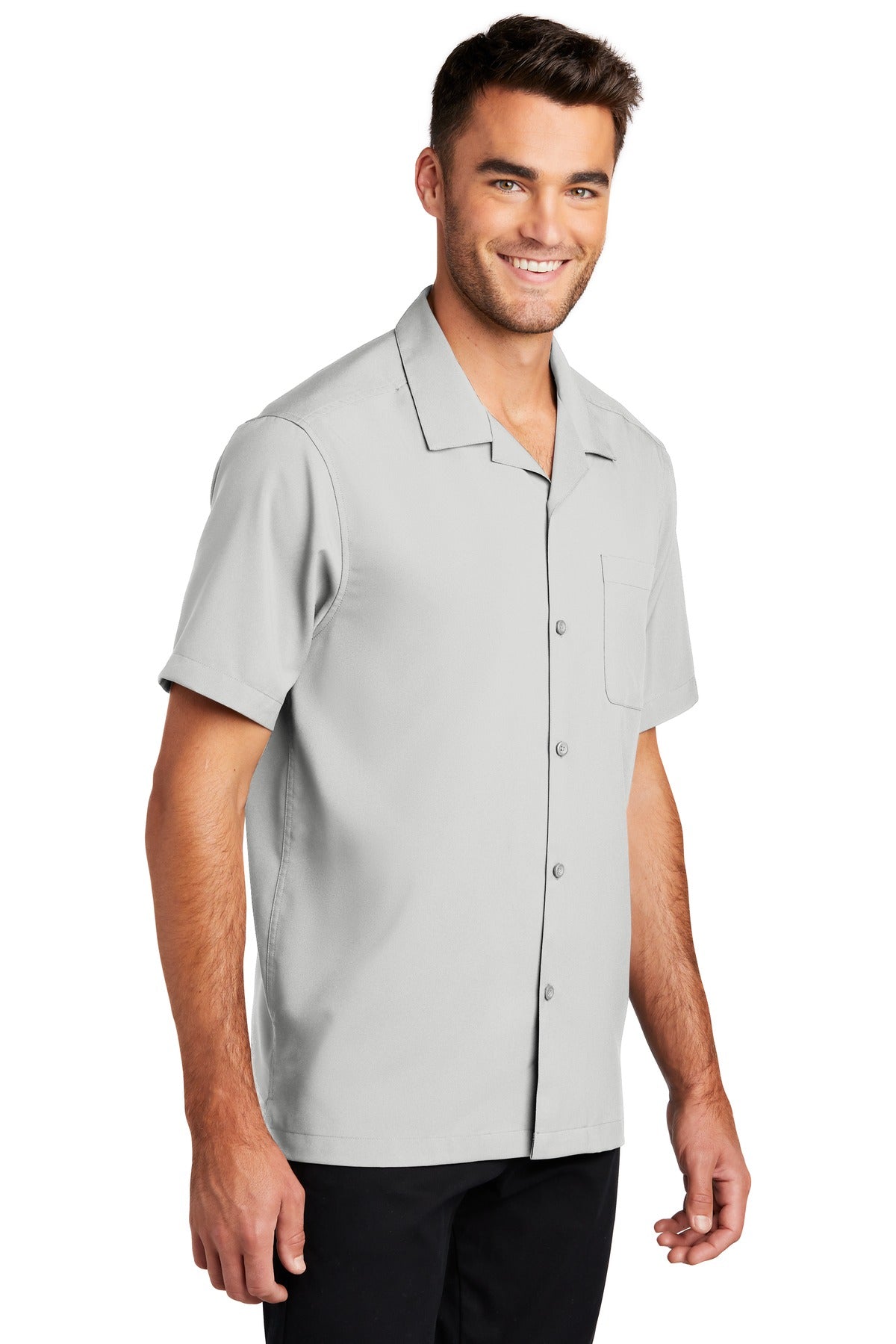 Silver Port Authority Short Sleeve Performance Staff Shirt W400 plain