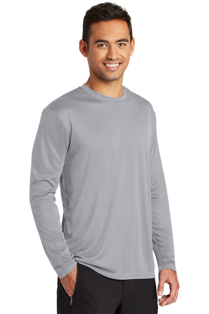Silver Port & Co Long Sleeve Performance Tee. PC380LS plain