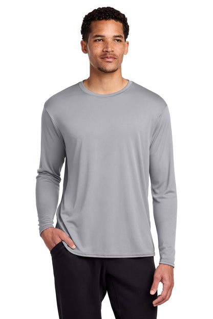 Silver Port & Co Long Sleeve Performance Tee. PC380LS plain