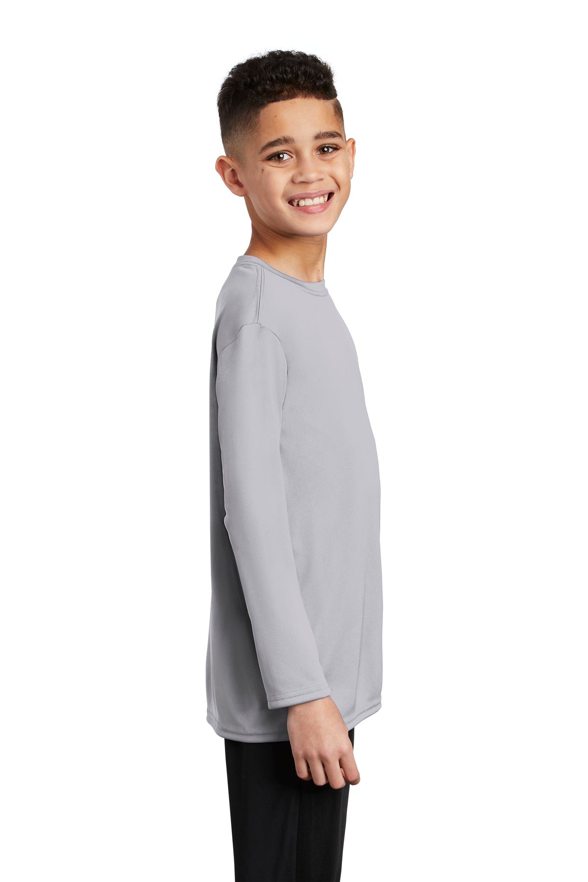 Silver Port & Co Youth Long Sleeve Performance Tee PC380YLS plain