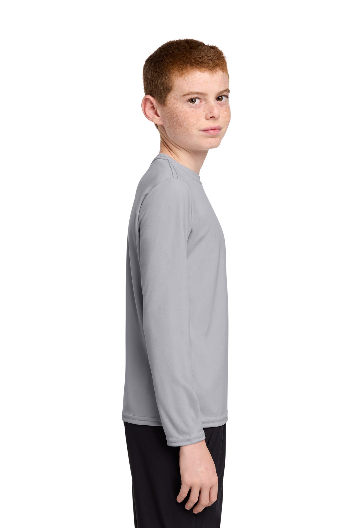 Silver Port & Co Youth Long Sleeve Performance Tee PC380YLS plain