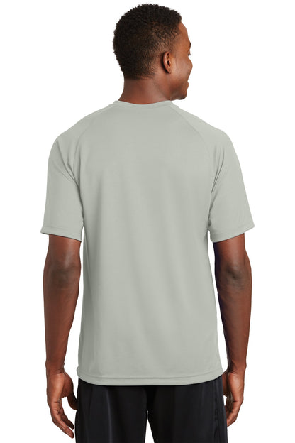 Silver Sport-Tek Dry Zone Short Sleeve Raglan T-Shirt. T473 plain