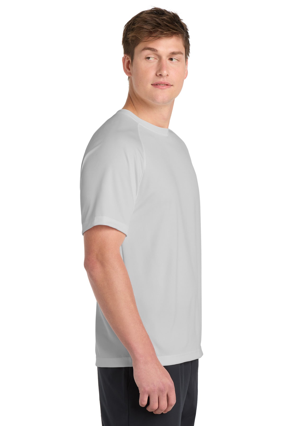 Silver Sport-Tek Dry Zone Short Sleeve Raglan T-Shirt. T473 plain
