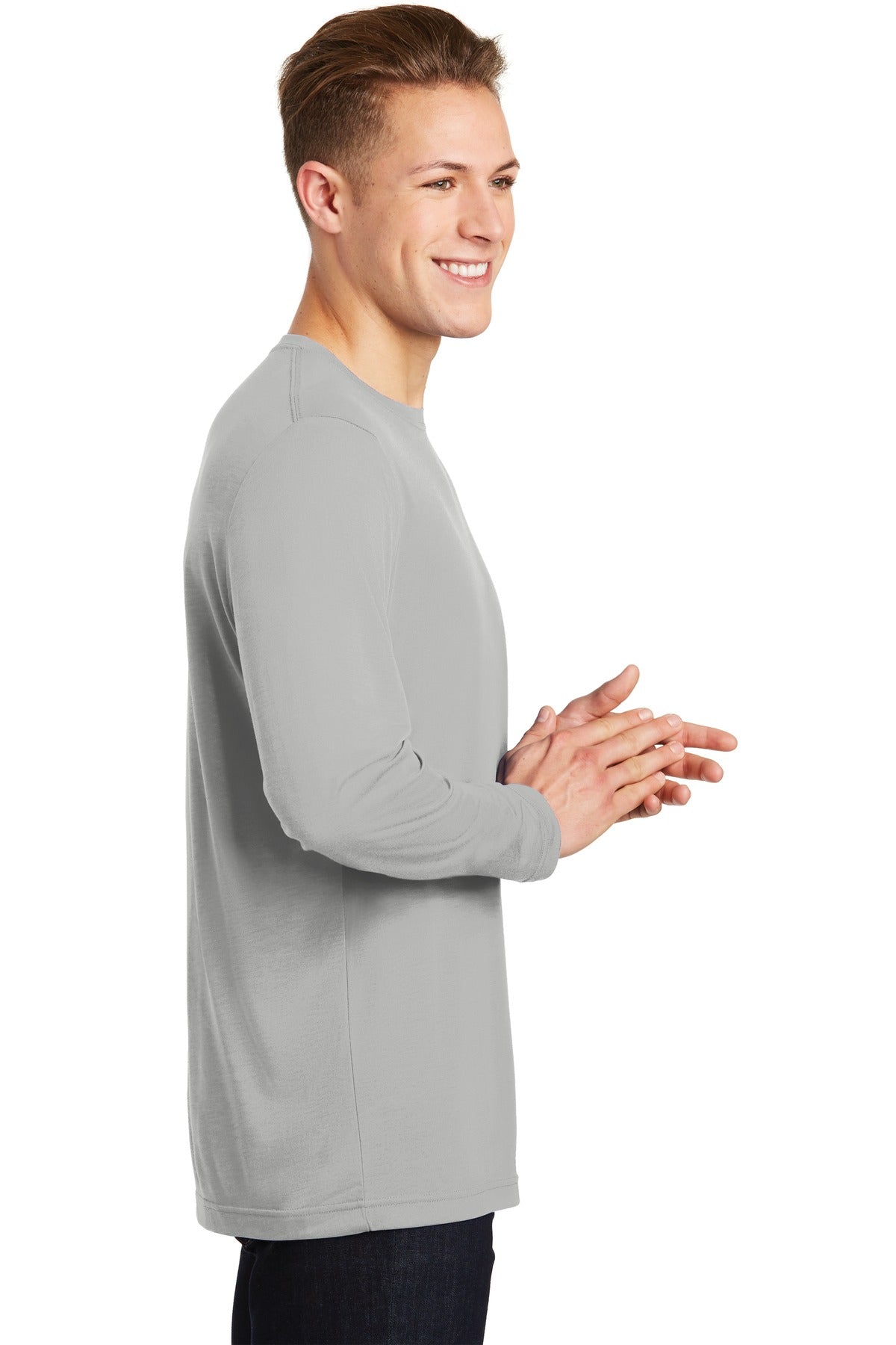 Silver Sport-Tek Long Sleeve PosiCharge Competitor Cotton Touch Tee. ST450LS plain
