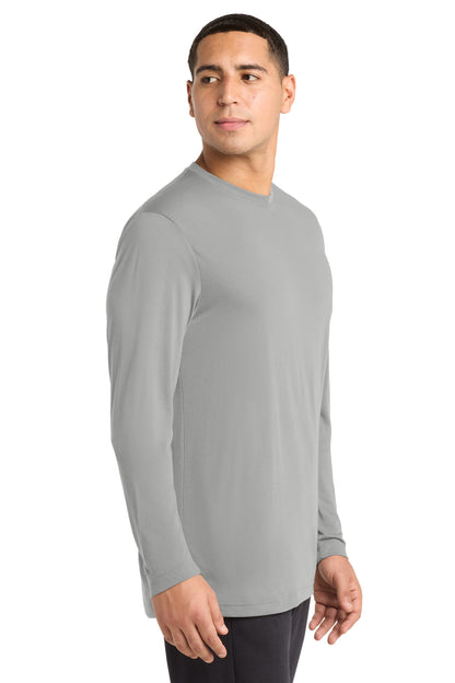 Silver Sport-Tek Long Sleeve PosiCharge Competitor Cotton Touch Tee. ST450LS plain