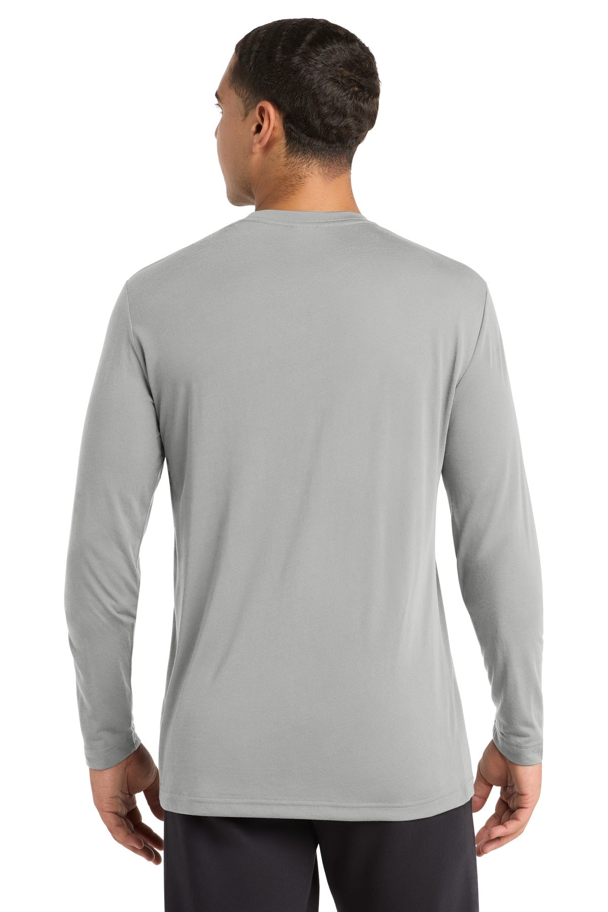 Silver Sport-Tek Long Sleeve PosiCharge Competitor Cotton Touch Tee. ST450LS plain