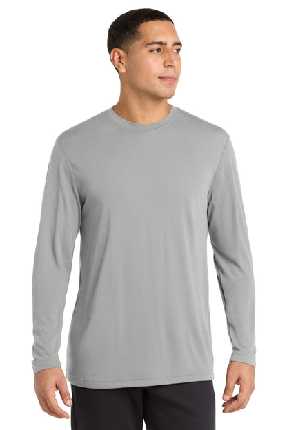 Silver Sport-Tek Long Sleeve PosiCharge Competitor Cotton Touch Tee. ST450LS plain