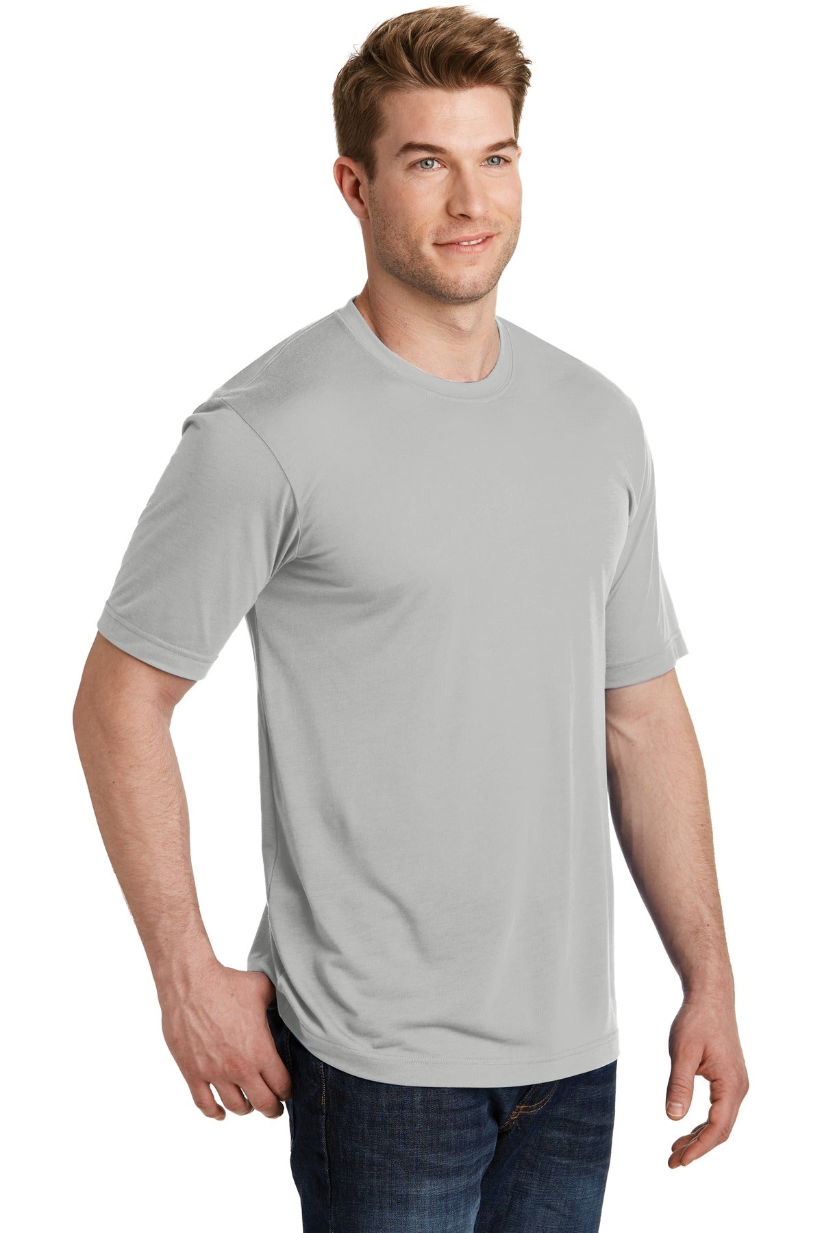 Silver Sport-Tek PosiCharge Competitor Cotton Touch Tee. ST450 plain