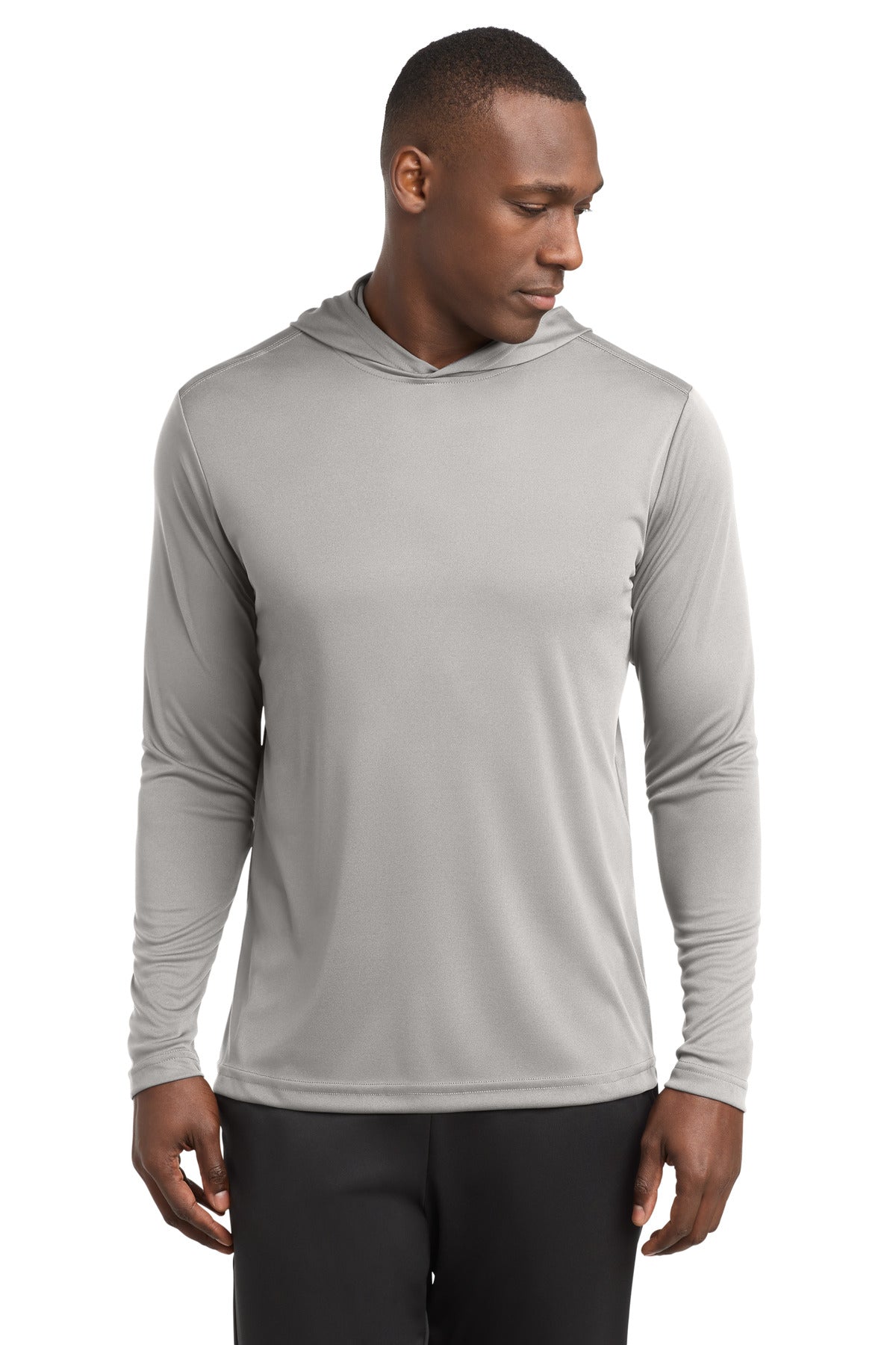 Silver Sport-Tek PosiCharge Competitor Hooded Pullover. ST358 plain