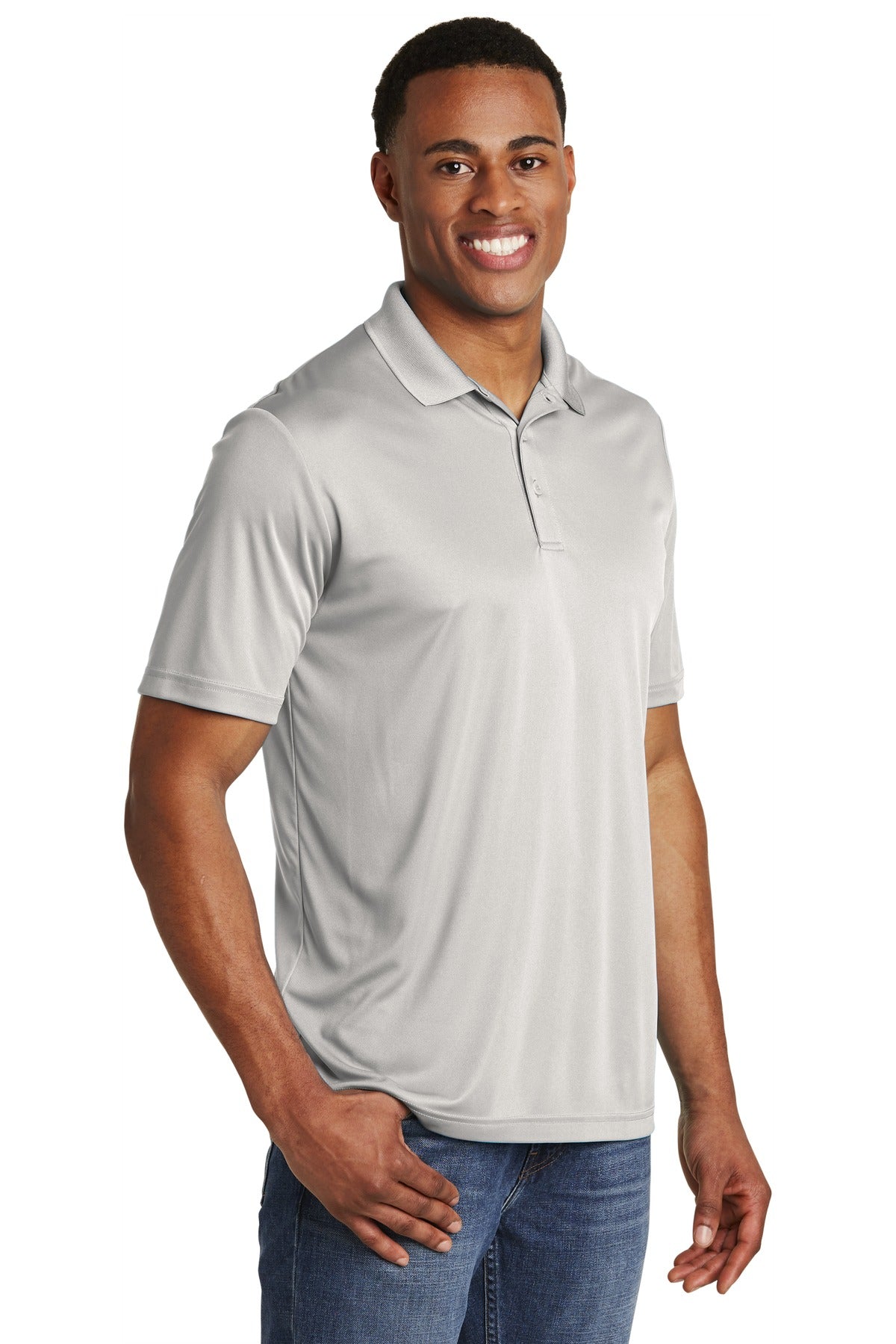 Silver Sport-Tek PosiCharge Competitor Polo. ST550 plain