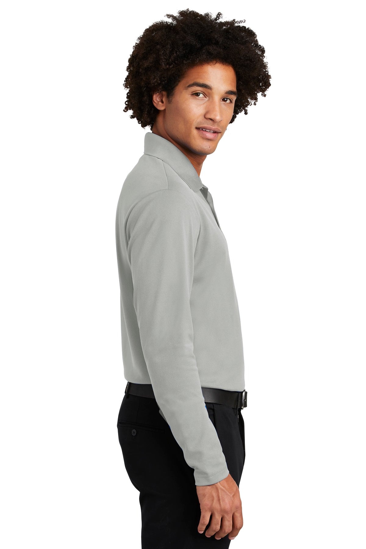 Silver Sport-Tek PosiCharge RacerMesh Long Sleeve Polo. ST640LS plain