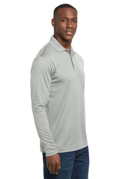 Silver Sport-Tek PosiCharge RacerMesh Long Sleeve Polo. ST640LS plain