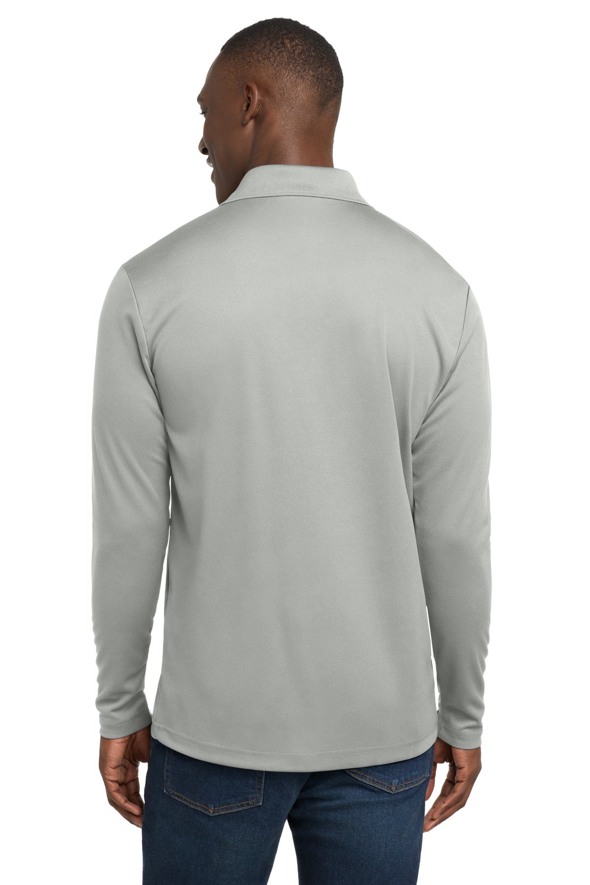 Silver Sport-Tek PosiCharge RacerMesh Long Sleeve Polo. ST640LS plain