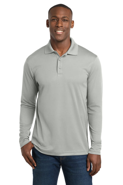 Silver Sport-Tek PosiCharge RacerMesh Long Sleeve Polo. ST640LS plain