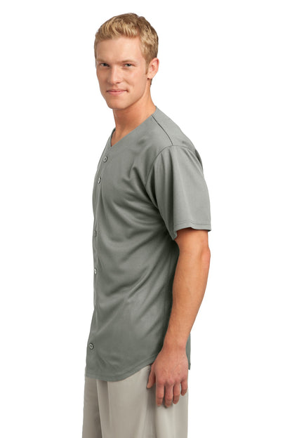 Silver Sport-Tek PosiCharge Tough Mesh Full-Button Jersey. ST220 plain