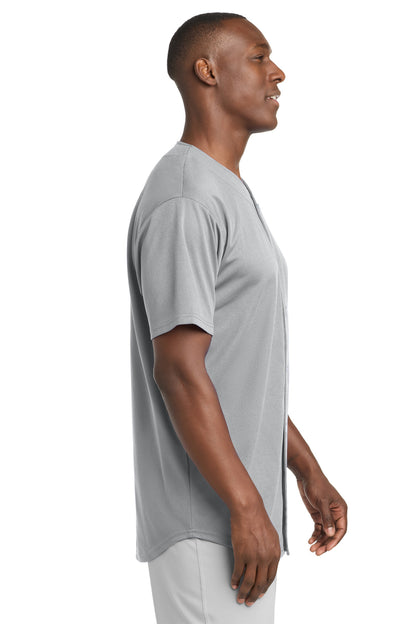 Silver Sport-Tek PosiCharge Tough Mesh Full-Button Jersey. ST220 plain