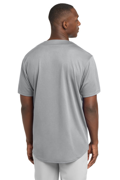 Silver Sport-Tek PosiCharge Tough Mesh Full-Button Jersey. ST220 plain