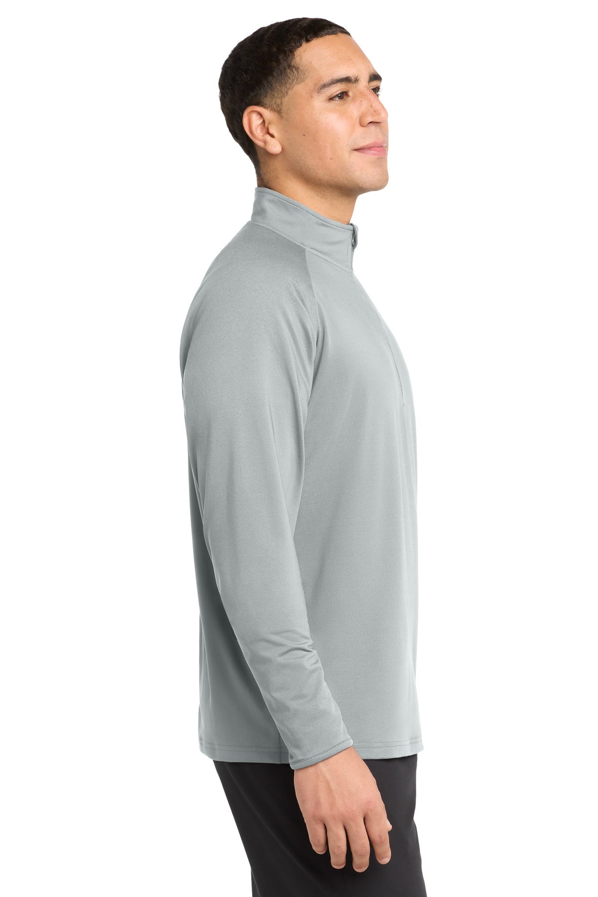 Silver Sport-Tek Sport-Wick Stretch 1/4-Zip Pullover. ST850